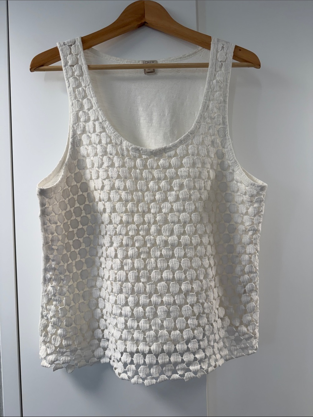 J. Crew White Textured Scoop Neck Tank